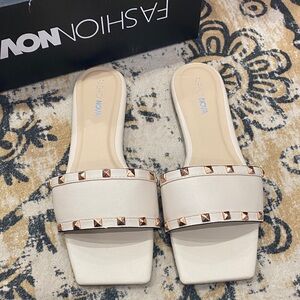 Fashion Nova Beige Studded Sandals